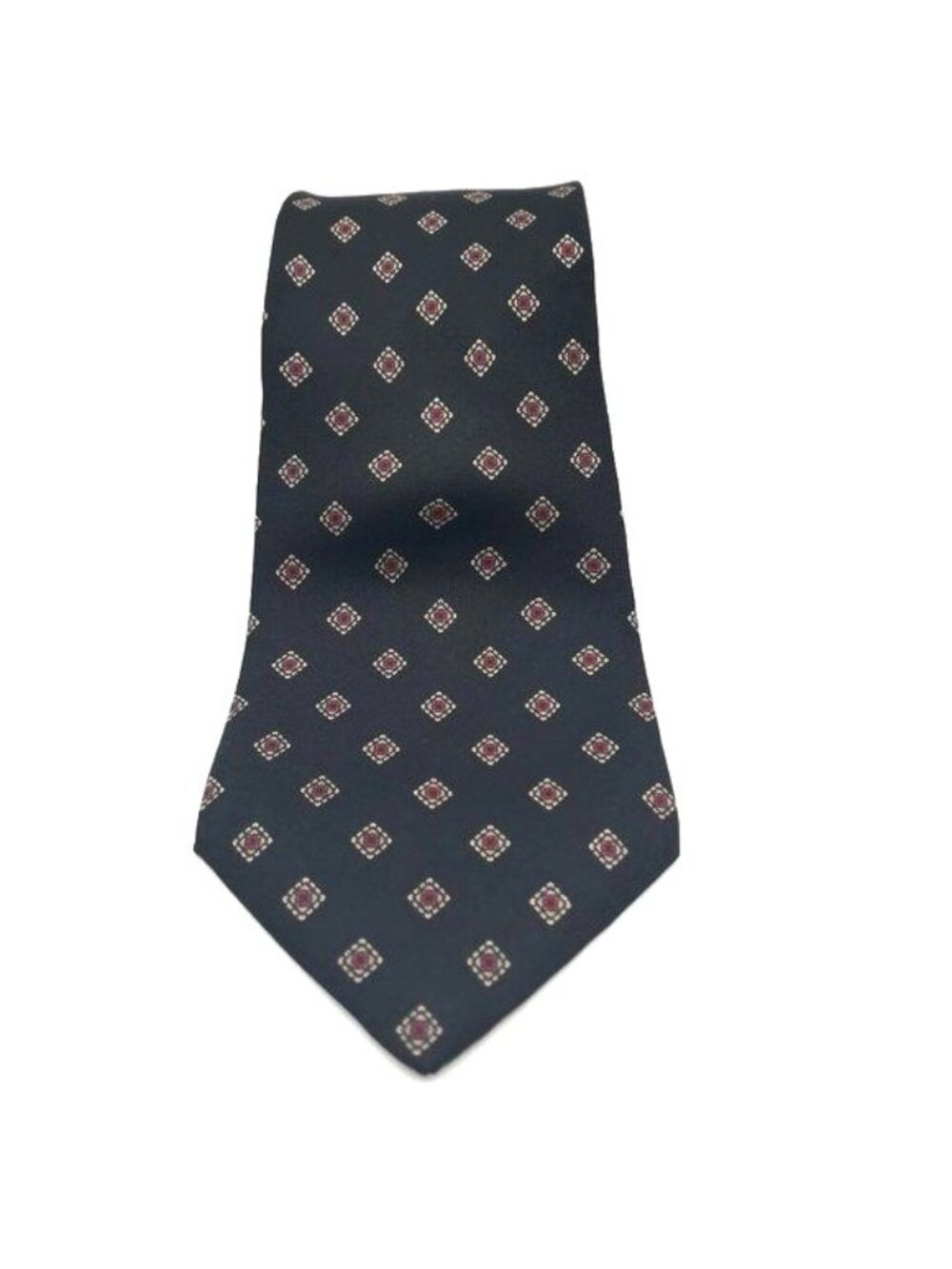 Vintage Christian Dior Tie Black Red Tan Geometric Silk 58.25" x3.5" 90s